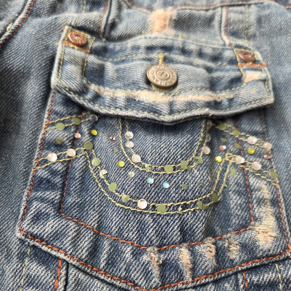 Paris Angel Blue Jean Jacket with Stud Accents Sz.L - Picture 3 of 10